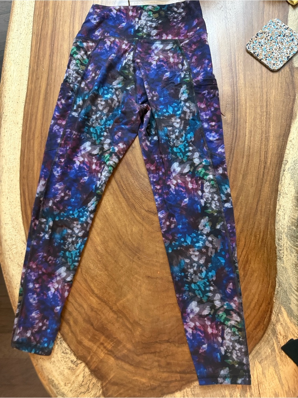 FLEO Purple Multicolor Active Leggings with pockets